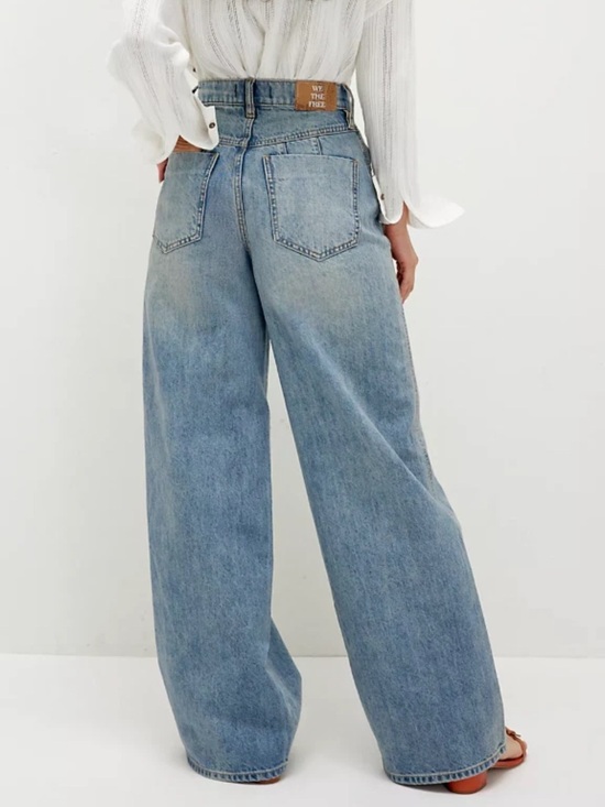 We The Free Denim - We The Free High-Rise Wide Leg Jeans - Light Blue Wash